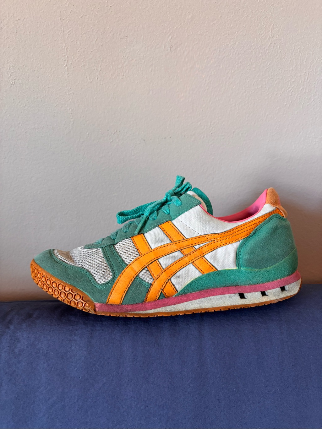 Vintage 2000s Onitsuka Tiger By Asics Green Orange White & Pink Women's Sneaker